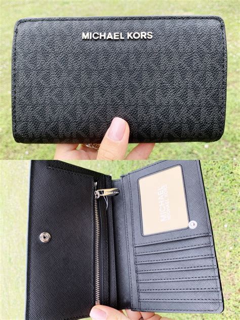 michael kors black white wallet|Michael Kors slim wallet black.